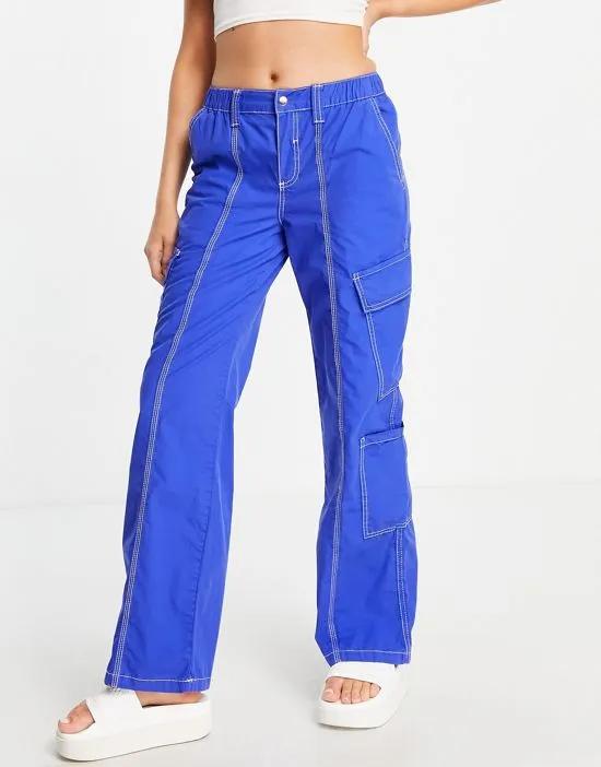 00s low rise cargo pants in blue