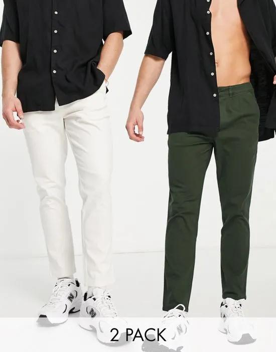 2 pack cigarette chinos in off white and khaki save