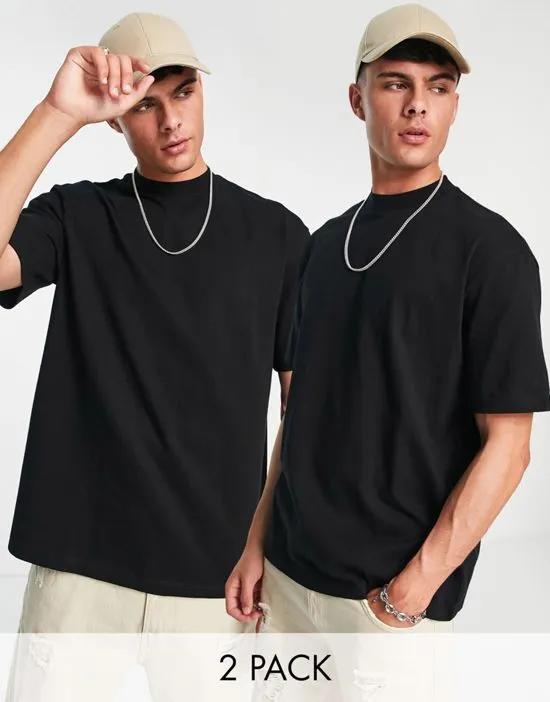 2 pack oversized T-shirt in black