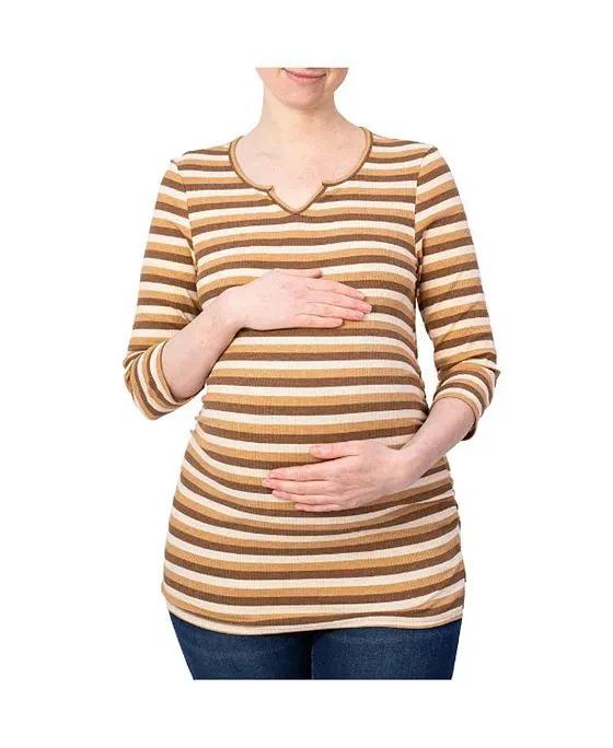 3/4 Sleeve Stripe Maternity Top