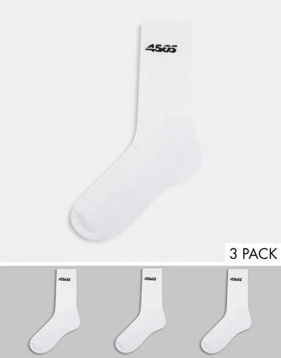 3 pack sport socks in white with anti-bacterial finish