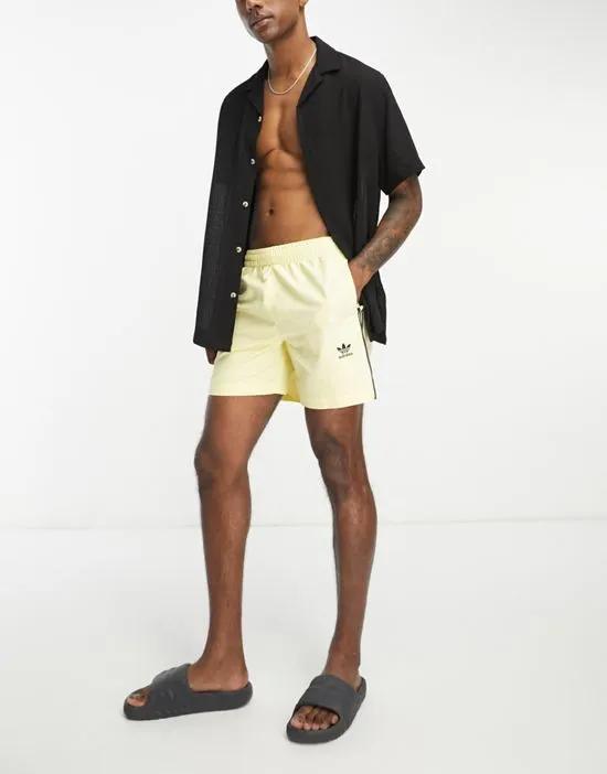 3 Stripe swim shorts in yellow