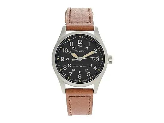 36 mm Expedition North Field Post Solar Eco-Friendly Leather Strap Watch