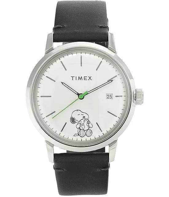 40 mm Timex Marlin® Automatic X Peanuts Take Care Leather Strap Watch