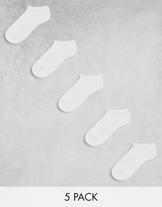 5 pack sneaker socks in white