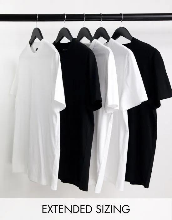 5 pack t-shirt with crew neck in multi