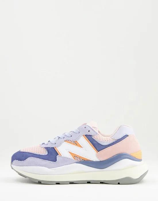 57/40 sneakers in blue with pink detail