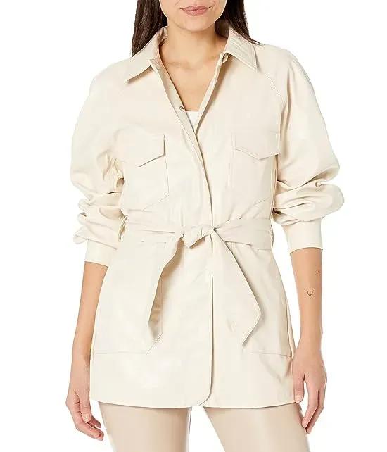 7 For All Mankind Faux Leather Cinch Balloon Jacket