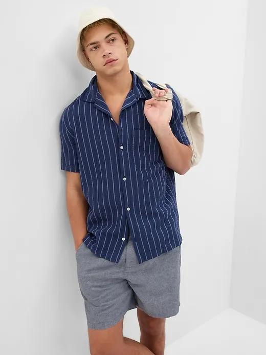 7" Linen-Cotton Shorts