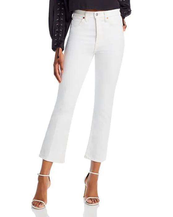 70s High Rise Ankle Bootcut Jeans in White