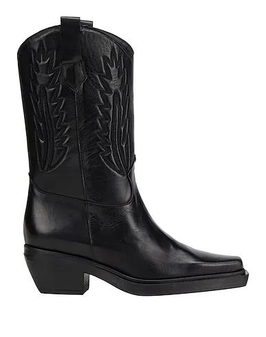 8 By YOOX LEATHER QUILTED WESTERN ANKLE BOOT | Black Women‘s Boots
