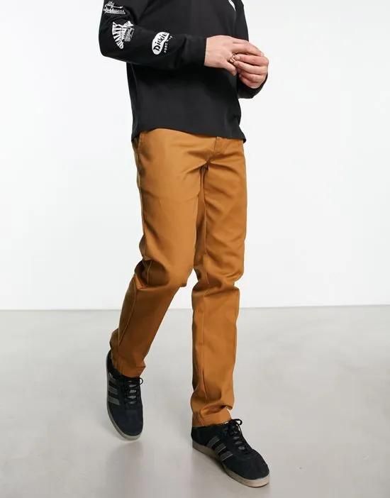 872 slim fit work chino pants in brown