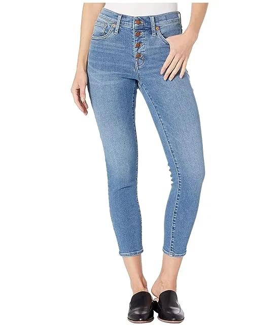9" High-Rise Skinny Crop Button Front in Dewey Wash