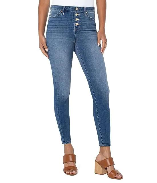 Abby High-Rise Ankle Skinny w/ Exposed Buttons in Rodeo