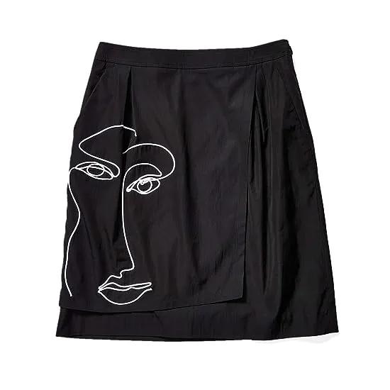 Abstract Faces Wrap Skirt