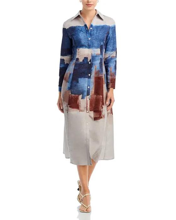 Abstract Print Maxi Shirt Dress
