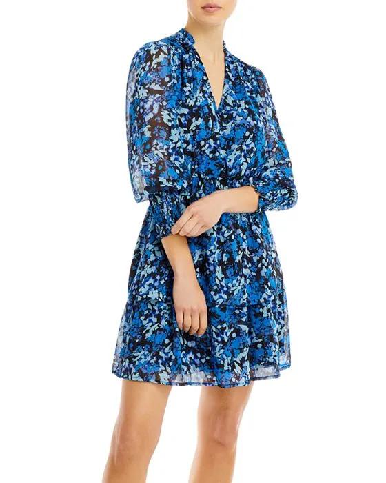 Abstract Print V Neck Mini Dress - 100% Exclusive