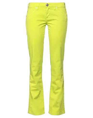 Acid green Cotton twill Casual pants