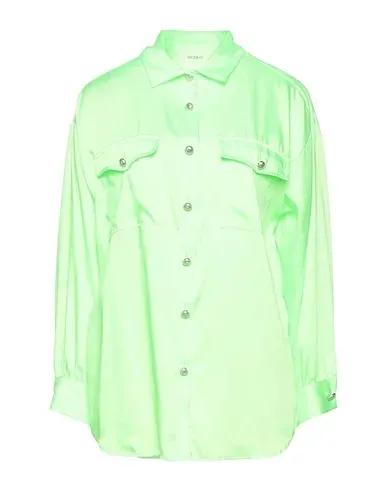 Acid green Cotton twill Solid color shirts & blouses