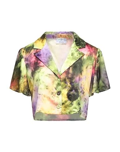 Acid green Plain weave Patterned shirts & blouses