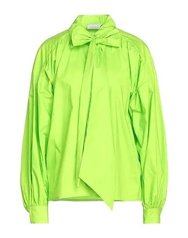 Acid green Plain weave Shirts & blouses with bow