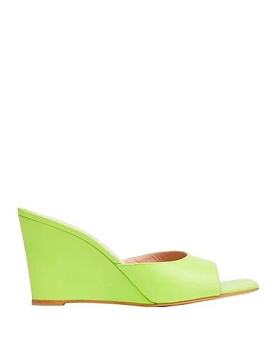 Acid green Sandals SQUARE TOE LEATHER WEDGES

