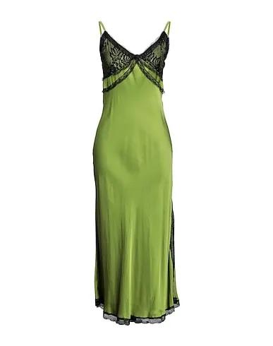 Acid green Satin Midi dress