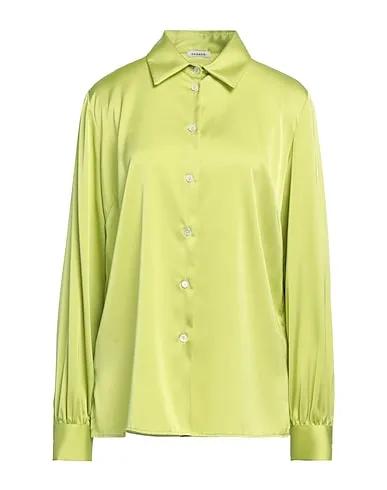 Acid green Satin Solid color shirts & blouses