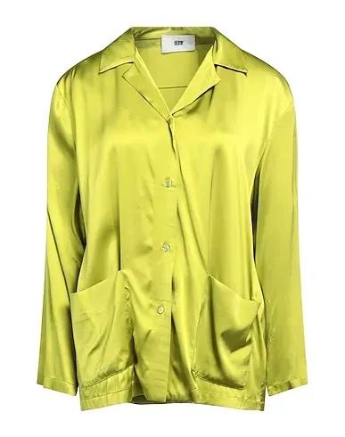 Acid green Satin Solid color shirts & blouses