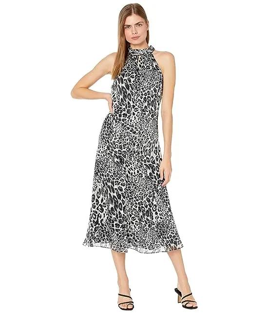 Adrian Metallic Stripe Leopard Burnout Dress
