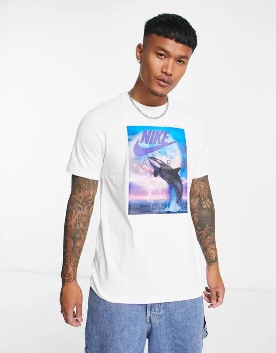 Air Whale Futura photo print T-shirt in white