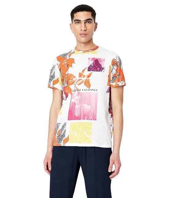 All Over Collage Print Crew Neck T-Shirt