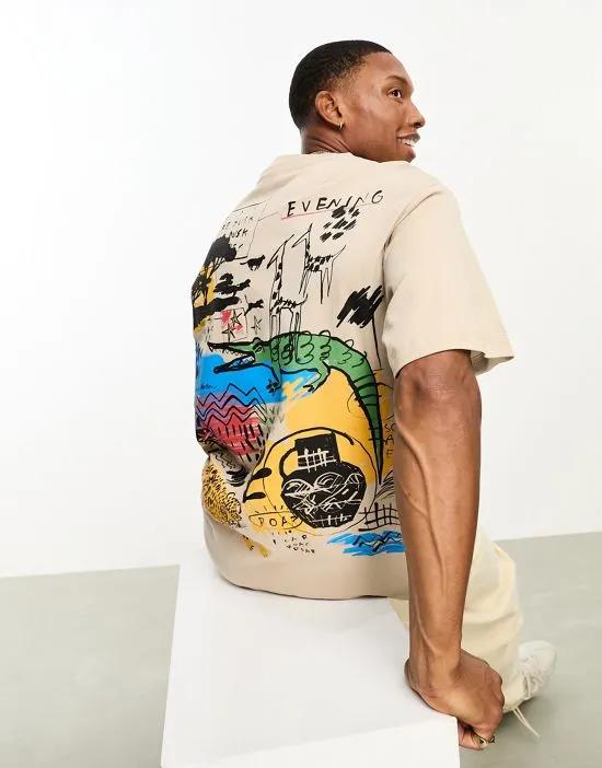 animal print T-shirt in beige