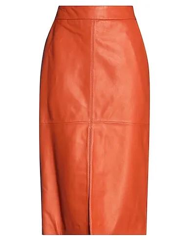 Apricot Leather Midi skirt