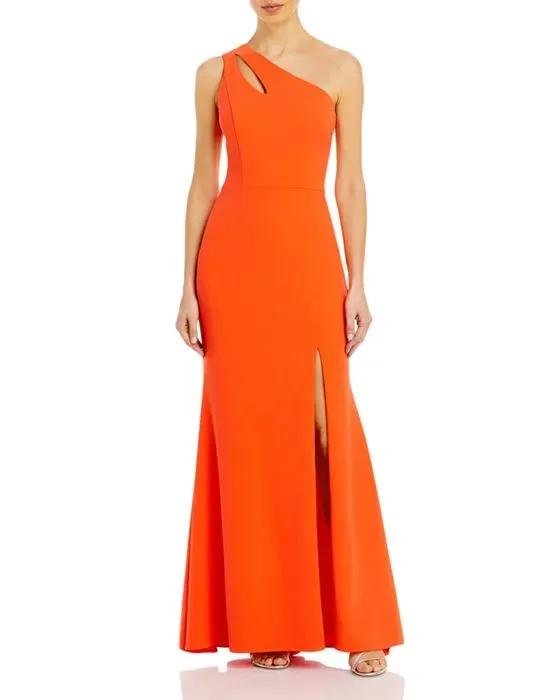 AQUA One Shoulder Cutout Gown - 100% Exclusive
