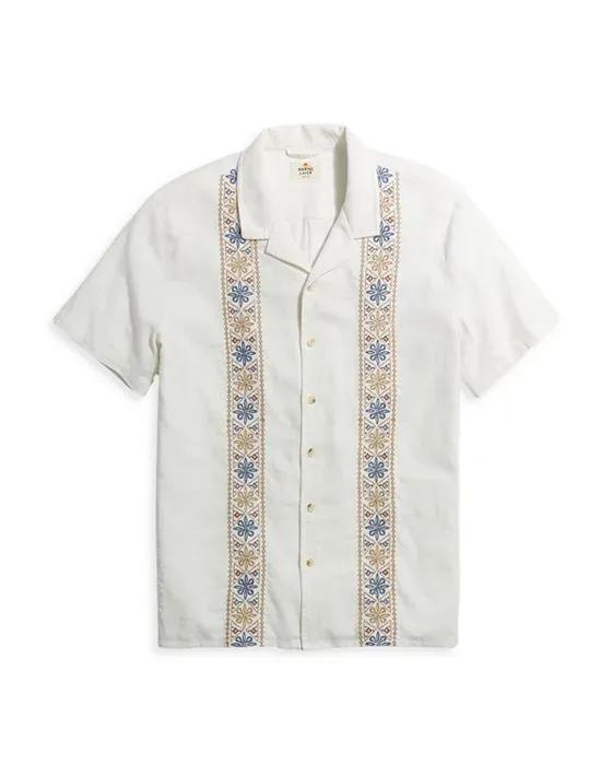 Archive Cotton Blend Embroidered Standard Fit Button Down Camp Shirt