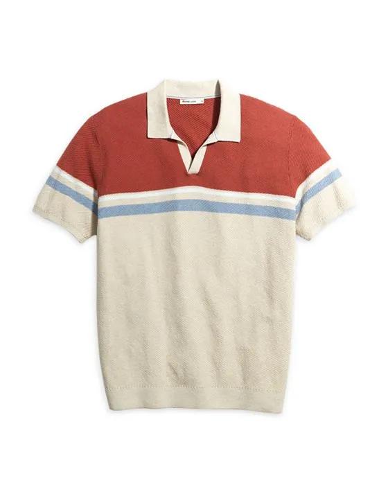 Archive Greyson Cotton Sweater Knit Color Blocked Stripe Standard Fit Polo Shirt