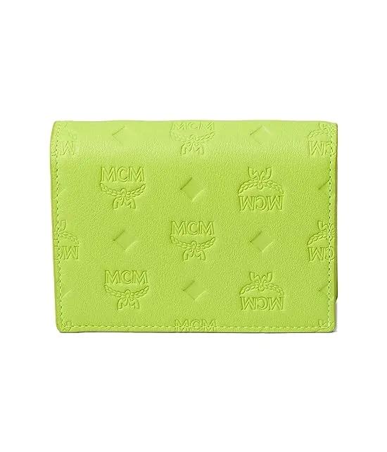 Aren Embroidered Monogram Leather Small Wallet Mini