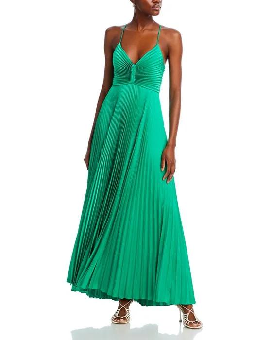 Aries Pleated Open Back Dress