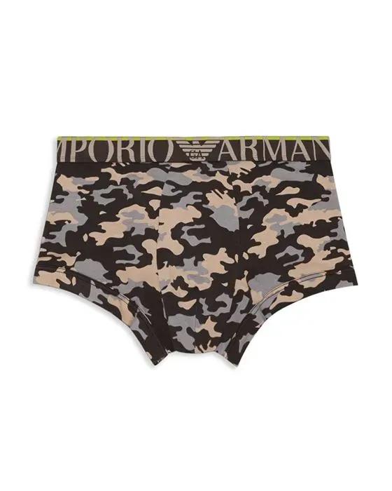 Armani Cotton Blend Camouflage Logo Waistband Trunks