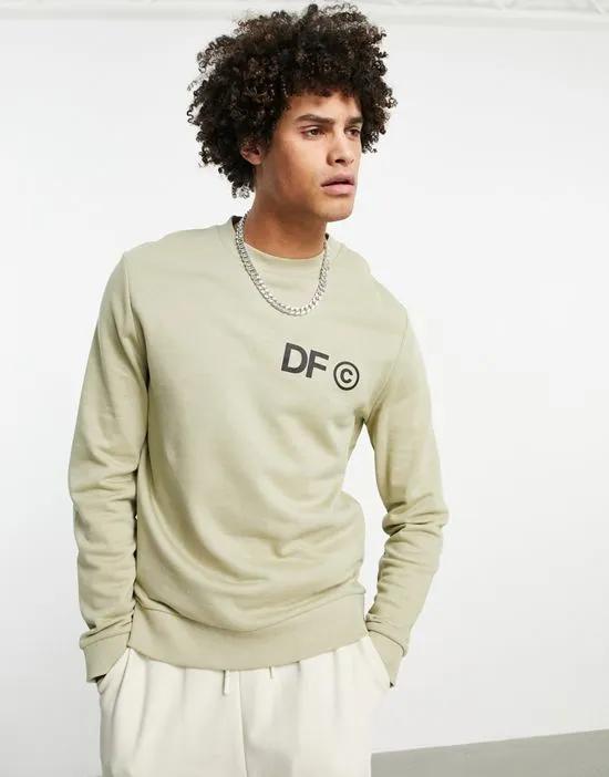 ASOS Dark Future sweatshirt with chest print logo in sand