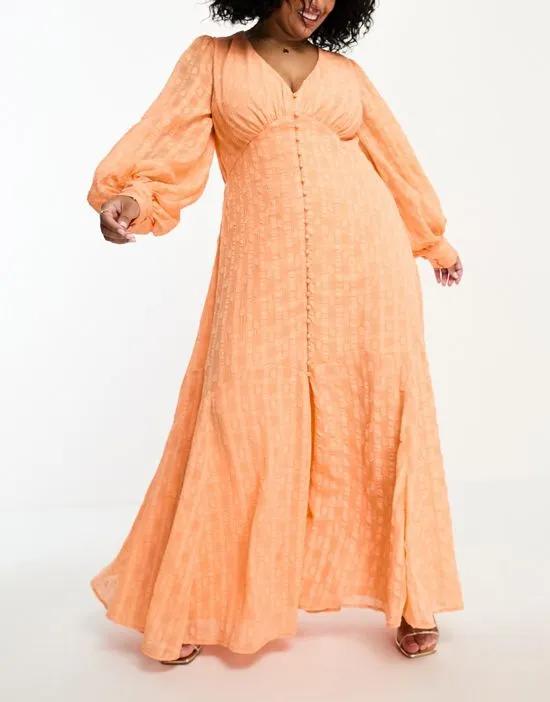 ASOS DESIGN Curve button up maxi dress in orange