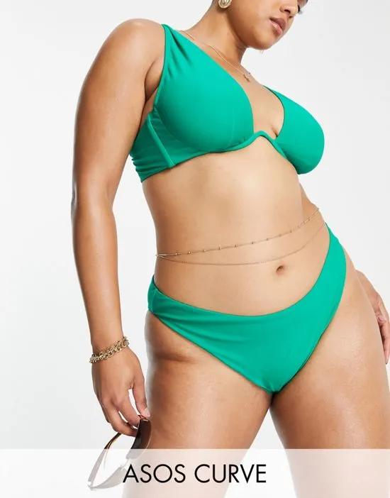 ASOS DESIGN Curve hipster bikini bottom in emerald green