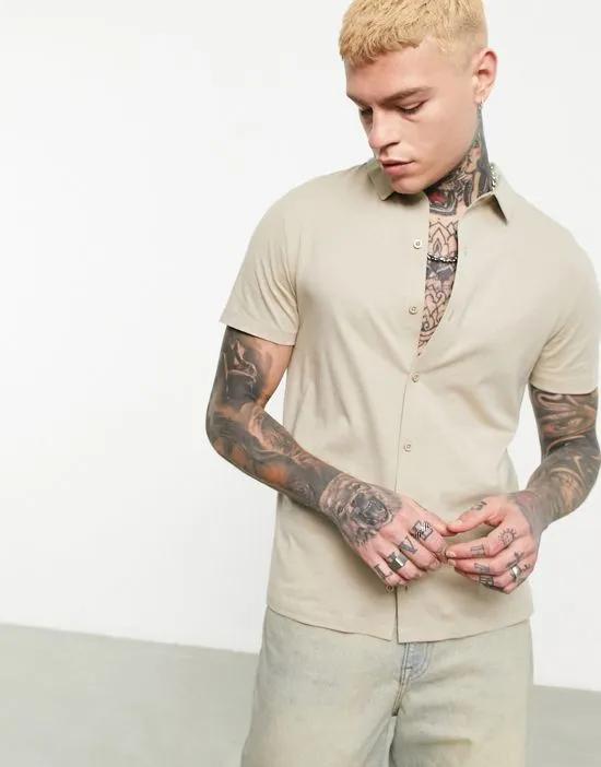 ASOS Design jersey shirt in beige