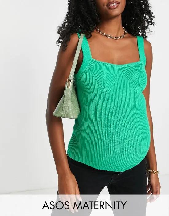 ASOS DESIGN Maternity knit square neck cami in green