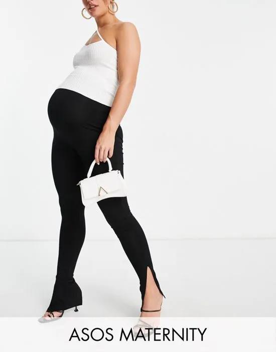 ASOS DESIGN Maternity over the bump legging with side split in black