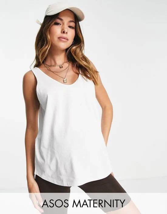 ASOS DESIGN Maternity ultimate tank top with scoop neck in cotton in white