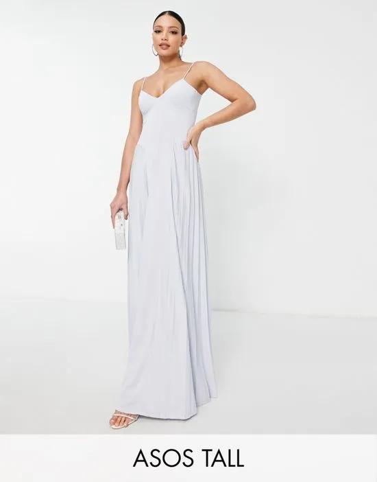 ASOS DESIGN Tall cami pleated maxi dress in pale blue
