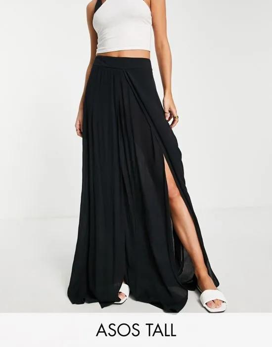 ASOS DESIGN Tall double split beach sarong skirt