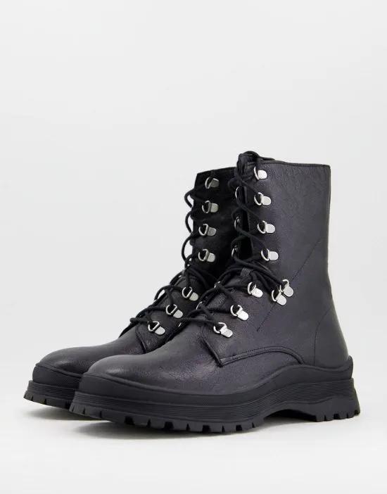 Asra Laurel hiker boots in black leather